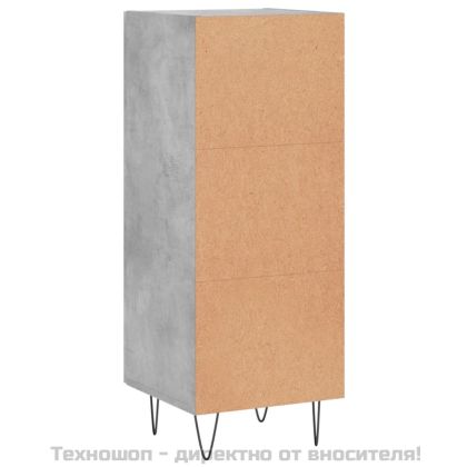 Сайдборд, бетонно сив, 34,5x34x90 см, инженерно дърво