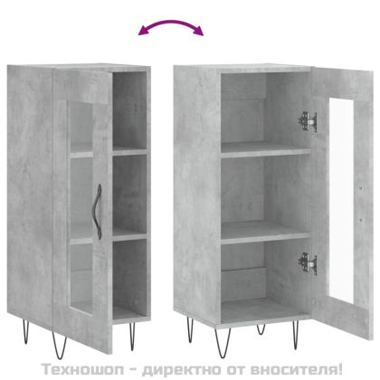 Сайдборд, бетонно сив, 34,5x34x90 см, инженерно дърво