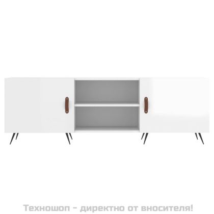 ТВ шкаф, бял гланц, 150x30x50 см, инженерно дърво