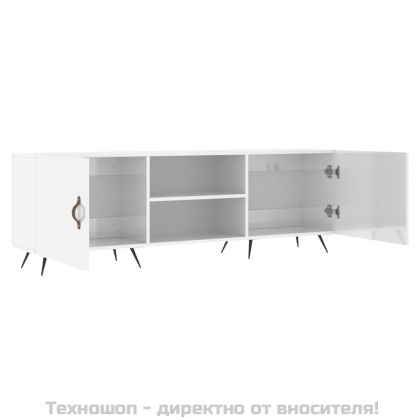 ТВ шкаф, бял гланц, 150x30x50 см, инженерно дърво