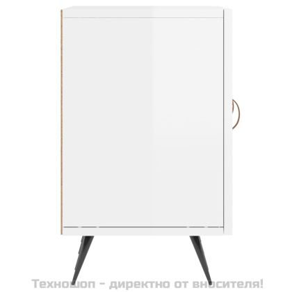 ТВ шкаф, бял гланц, 150x30x50 см, инженерно дърво