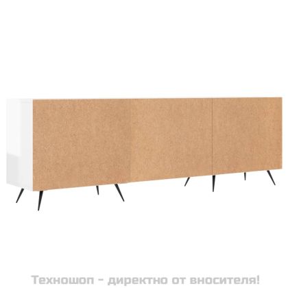 ТВ шкаф, бял гланц, 150x30x50 см, инженерно дърво