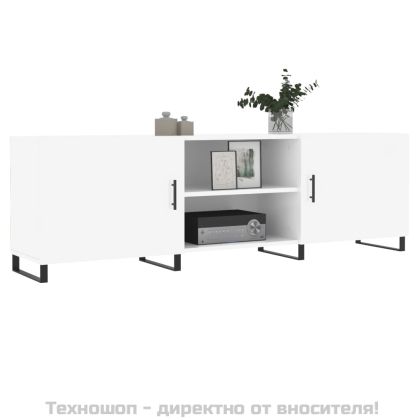 ТВ шкаф, бял гланц, 150x30x50 см, инженерно дърво