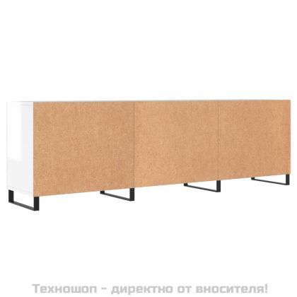 ТВ шкаф, бял гланц, 150x30x50 см, инженерно дърво
