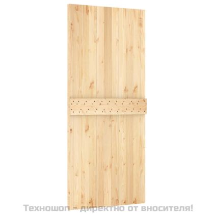 Плъзгаща врата с монтажни части, 90x210 см, борово дърво масив
