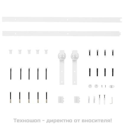 Плъзгаща врата с монтажни части, 85x210 см, борово дърво масив