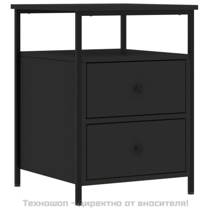 Нощни шкафчета, 2 бр, черни, 44x45x60 см, инженерно дърво