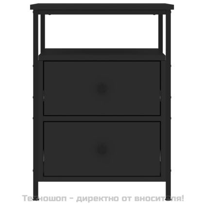 Нощни шкафчета, 2 бр, черни, 44x45x60 см, инженерно дърво