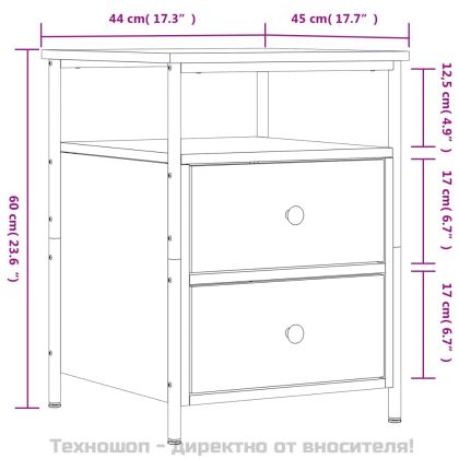 Нощни шкафчета, 2 бр, черни, 44x45x60 см, инженерно дърво