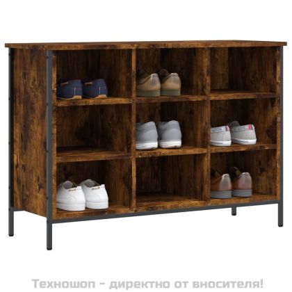 Шкаф за обувки, опушен дъб, 100x35x70 см, инженерно дърво