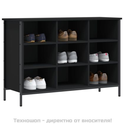 Шкаф за обувки, черен, 100x35x70 см, инженерно дърво