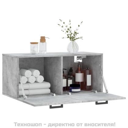 Стенен шкаф, бетонно сив, 80x36,5x35 см, инженерно дърво