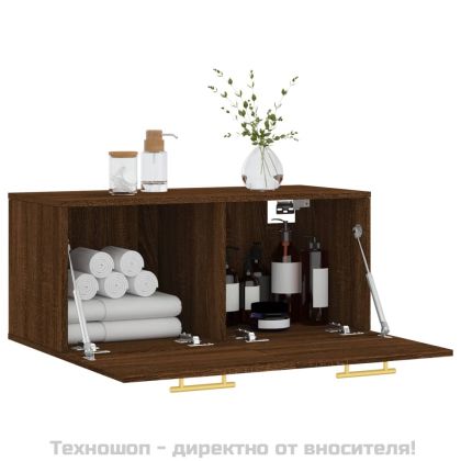 Стенен шкаф, кафяв дъб, 80x36,5x35 см, инженерно дърво