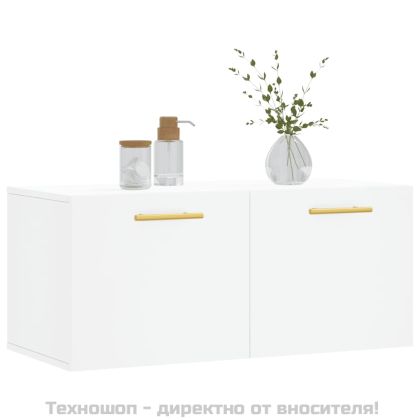 Стенен шкаф, бял, 80x36,5x35 см, инженерно дърво