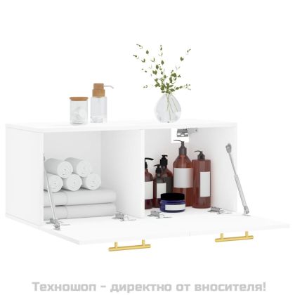 Стенен шкаф, бял, 80x36,5x35 см, инженерно дърво