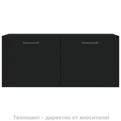 Стенен шкаф, черен, 80x36,5x35 см, инженерно дърво