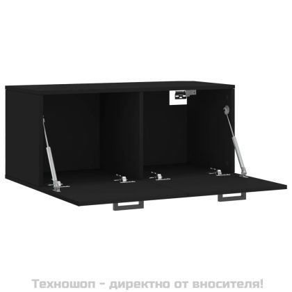 Стенен шкаф, черен, 80x36,5x35 см, инженерно дърво