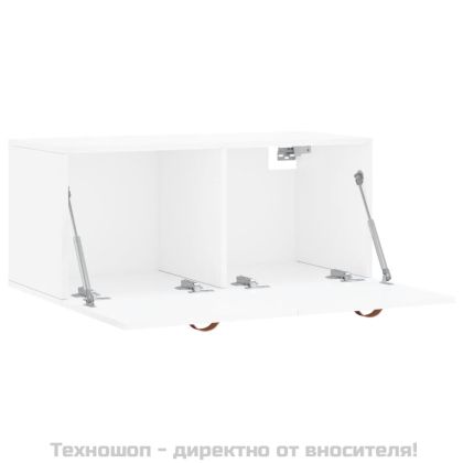 Стенен шкаф, бял гланц, 80x36,5x35 см, инженерно дърво
