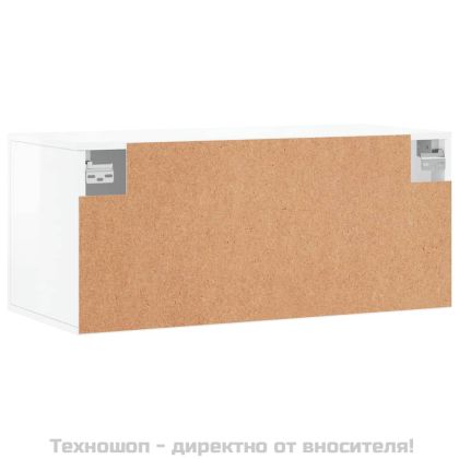 Стенен шкаф, бял гланц, 80x36,5x35 см, инженерно дърво