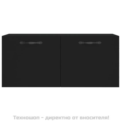 Стенен шкаф, черен, 80x36,5x35 см, инженерно дърво