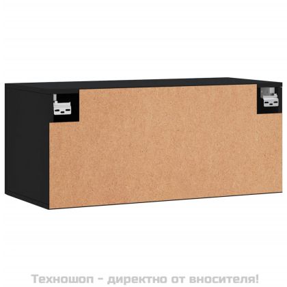 Стенен шкаф, черен, 80x36,5x35 см, инженерно дърво