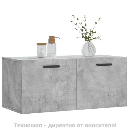 Стенен шкаф, бетонно сив, 80x36,5x35 см, инженерно дърво