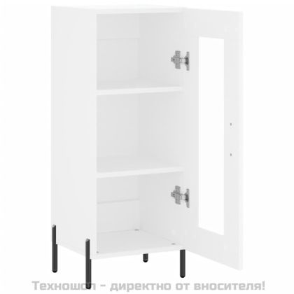 Сайдборд, бял, 34,5x34x90 см, инженерно дърво