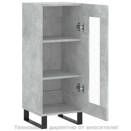 Сайдборд, бетонно сив, 34,5x34x90 см, инженерно дърво