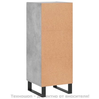 Сайдборд, бетонно сив, 34,5x34x90 см, инженерно дърво