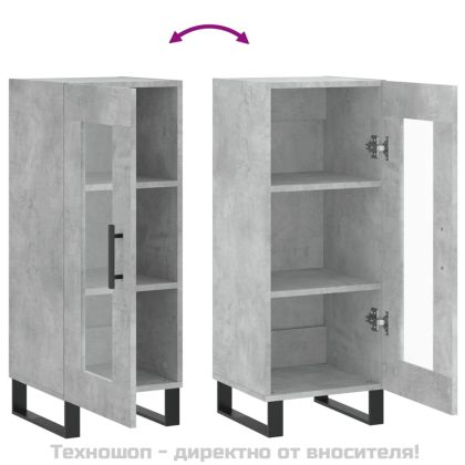 Сайдборд, бетонно сив, 34,5x34x90 см, инженерно дърво