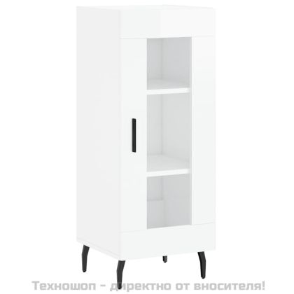 Сайдборд, бял гланц, 34,5x34x90 см, инженерно дърво