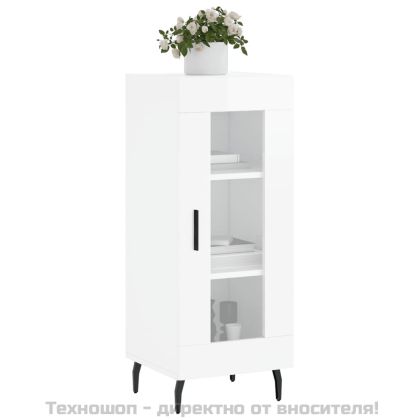 Сайдборд, бял гланц, 34,5x34x90 см, инженерно дърво