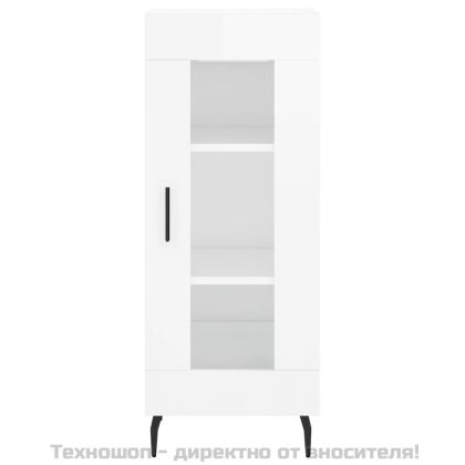 Сайдборд, бял гланц, 34,5x34x90 см, инженерно дърво