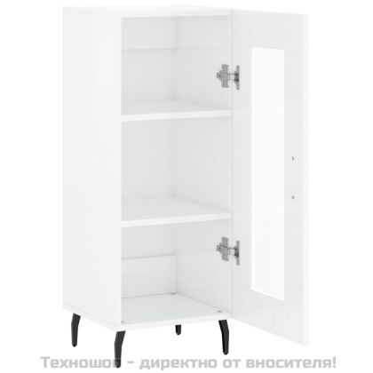 Сайдборд, бял гланц, 34,5x34x90 см, инженерно дърво