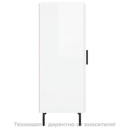 Сайдборд, бял гланц, 34,5x34x90 см, инженерно дърво
