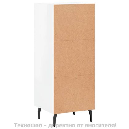 Сайдборд, бял гланц, 34,5x34x90 см, инженерно дърво