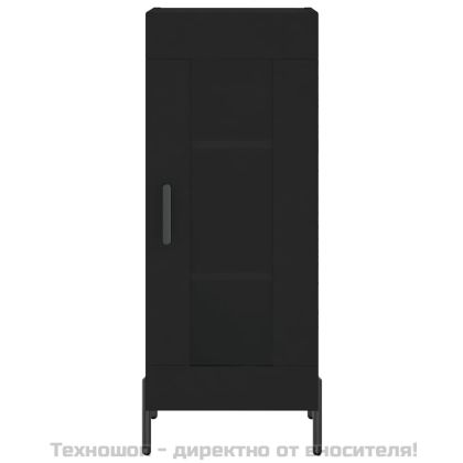 Сайдборд, черен, 34,5x34x90 см, инженерно дърво