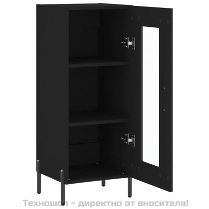 Сайдборд, черен, 34,5x34x90 см, инженерно дърво