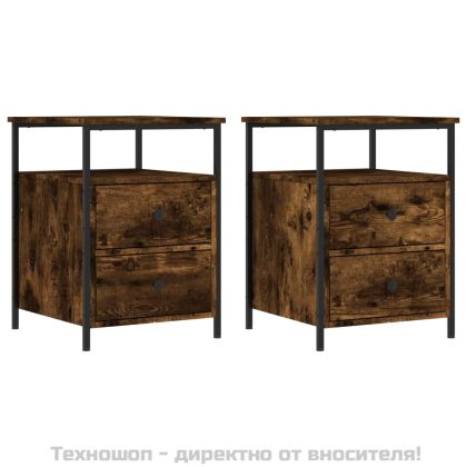 Нощни шкафчета 2 бр опушен дъб 44x45x60 см инженерно дърво