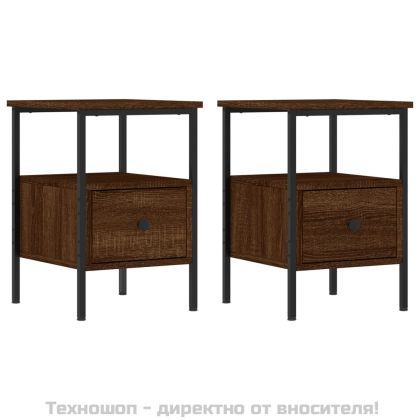Нощни шкафчета 2 бр кафяв дъб 34x36x50 см инженерно дърво