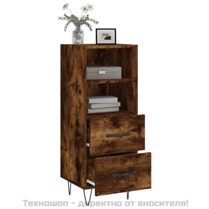 Сайдборд, опушен дъб, 34,5x34x90 см, инженерно дърво