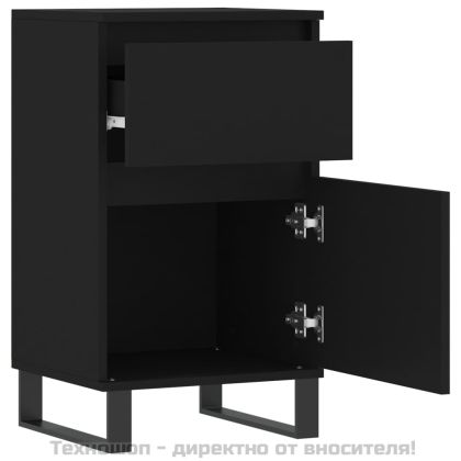 Бюфети, 2 бр, черни, 40x35x70 см, инженерно дърво