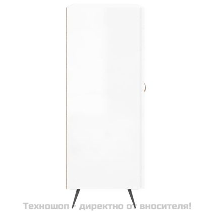 Сайдборд, бял гланц, 69,5x34x90 см, инженерно дърво