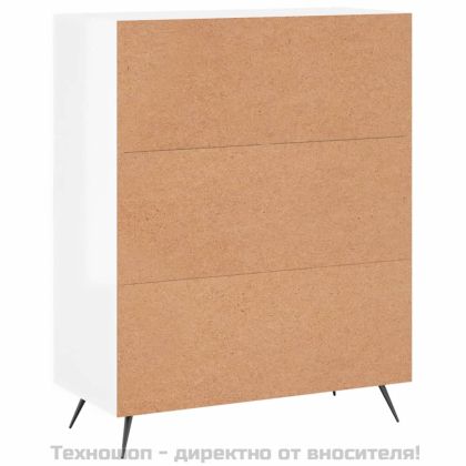 Сайдборд, бял гланц, 69,5x34x90 см, инженерно дърво