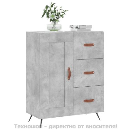 Сайдборд, бетонно сив, 69,5x34x90 см, инженерно дърво