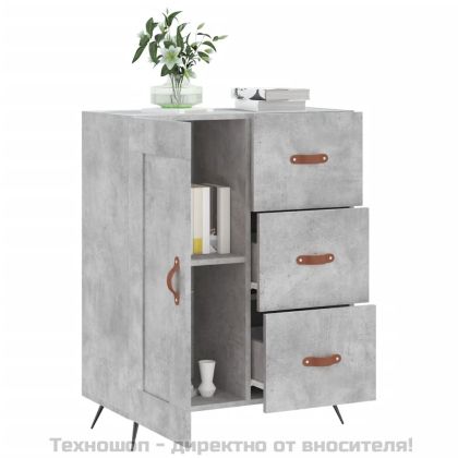 Сайдборд, бетонно сив, 69,5x34x90 см, инженерно дърво