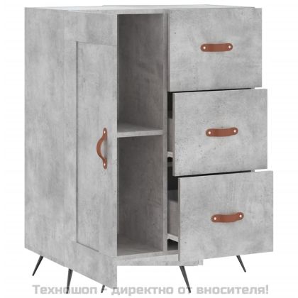 Сайдборд, бетонно сив, 69,5x34x90 см, инженерно дърво