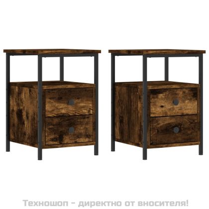 Нощни шкафчета 2 бр опушен дъб 34x35,5x50 см инженерно дърво