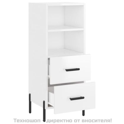 Сайдборд, бял гланц, 34,5x34x90 см, инженерно дърво