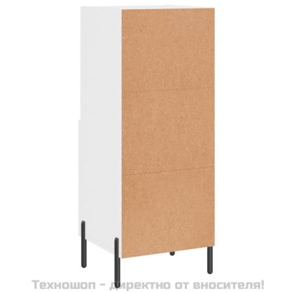 Сайдборд, бял гланц, 34,5x34x90 см, инженерно дърво